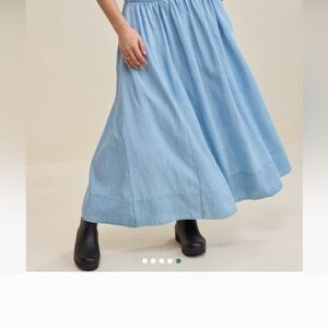Light Blue Maxi Skirt - Women's Flowing A-Line